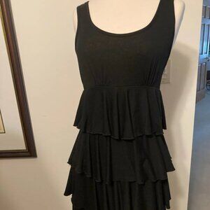 Blu Heaven Dress Small Black Tiered Ruffle Sleeveless Fitted Club Party